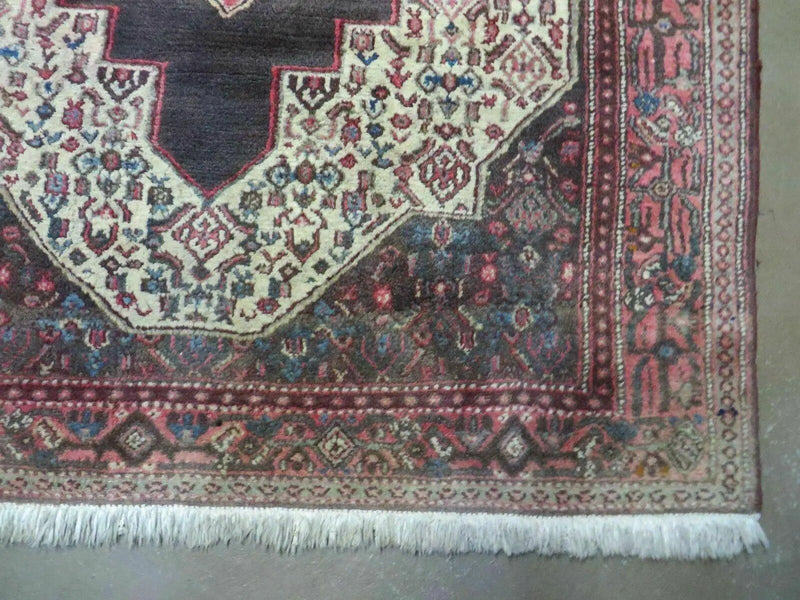 4' X 5' Antique Handmade India Floral Oriental Wool Rug Brown Vegetable Dyes by Jewel Rugs