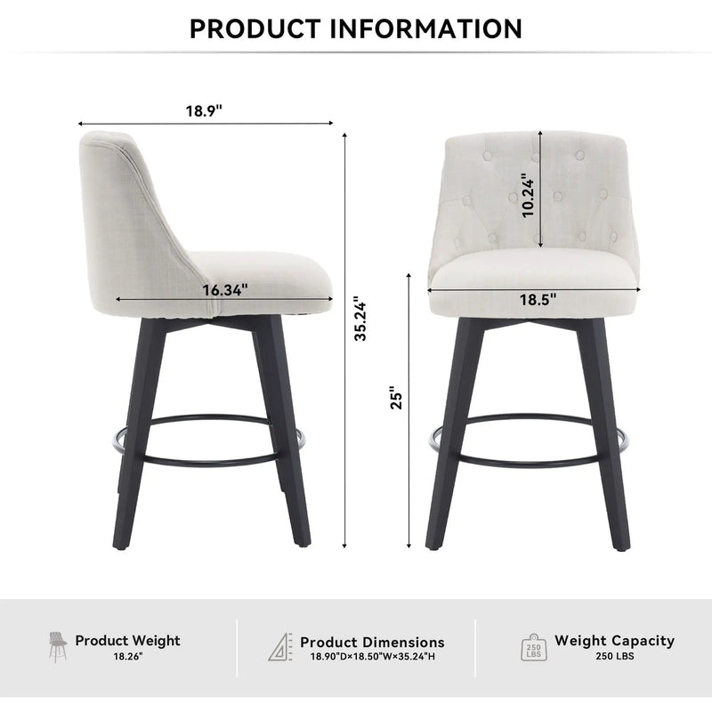 Swivel Bar Stools & Button Tufted Back (Set of 2) by Unique Piece Furniture