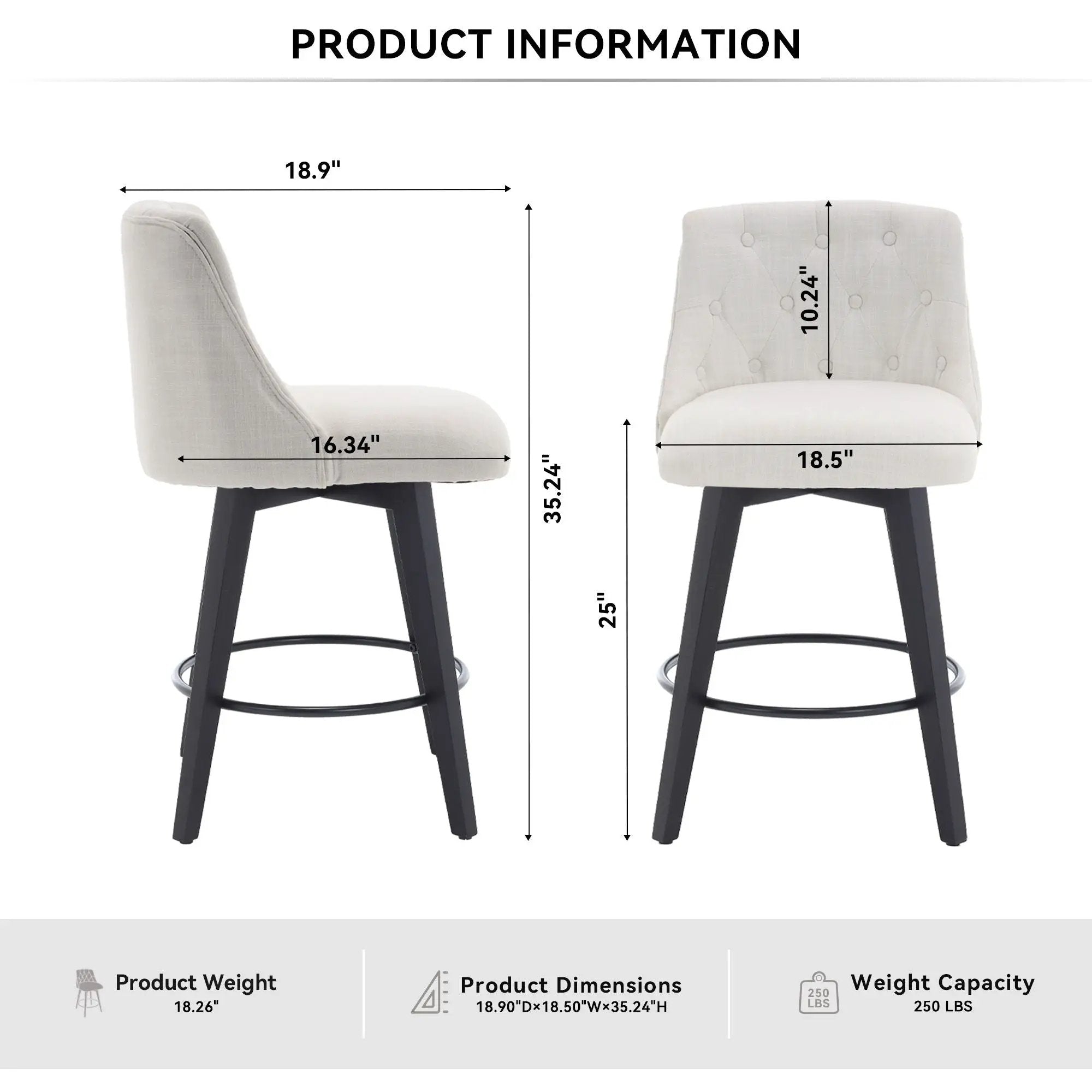 Swivel Bar Stools & Button Tufted Back (Set of 2) by HouseOfZazla