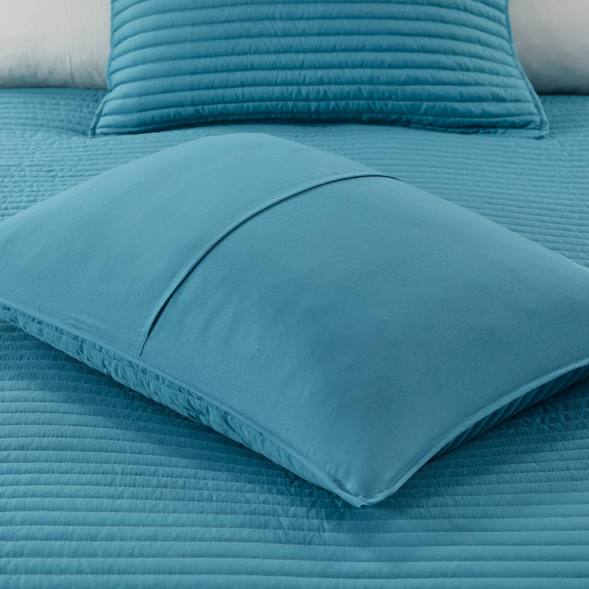 8 Piece Printed Seersucker Comforter and Quilt Set Collection Aqua Full/Queen by HouseOfZazla