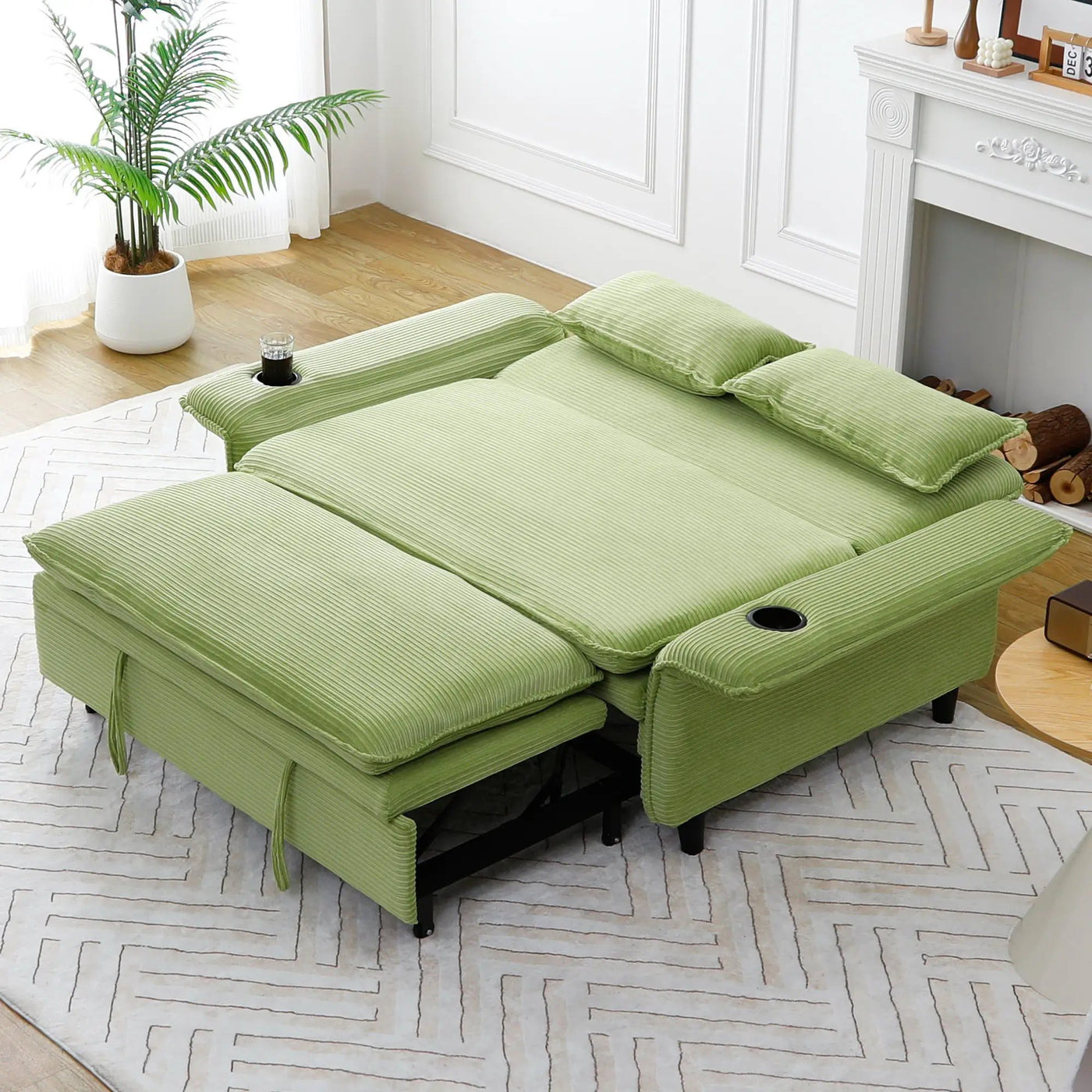 Modern Fabric Multi-Functional Sofa Bed With Adjustable Armrests And Backrests by Unique Piece Furniture