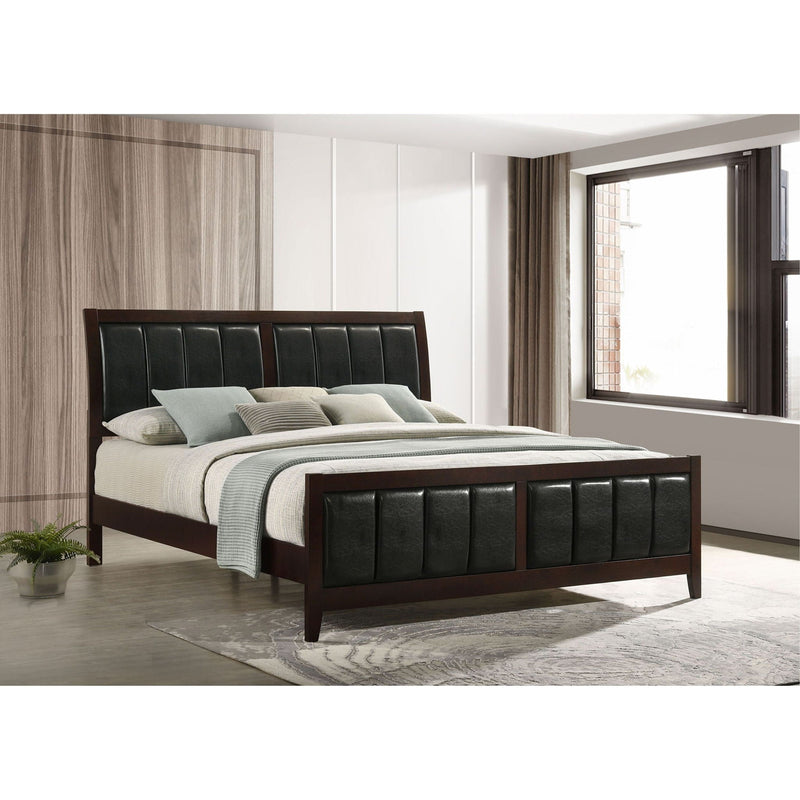 Eastern King Panel Bed With Upholstered Headboard And Footboard - Cappuccino by HouseOfZazla