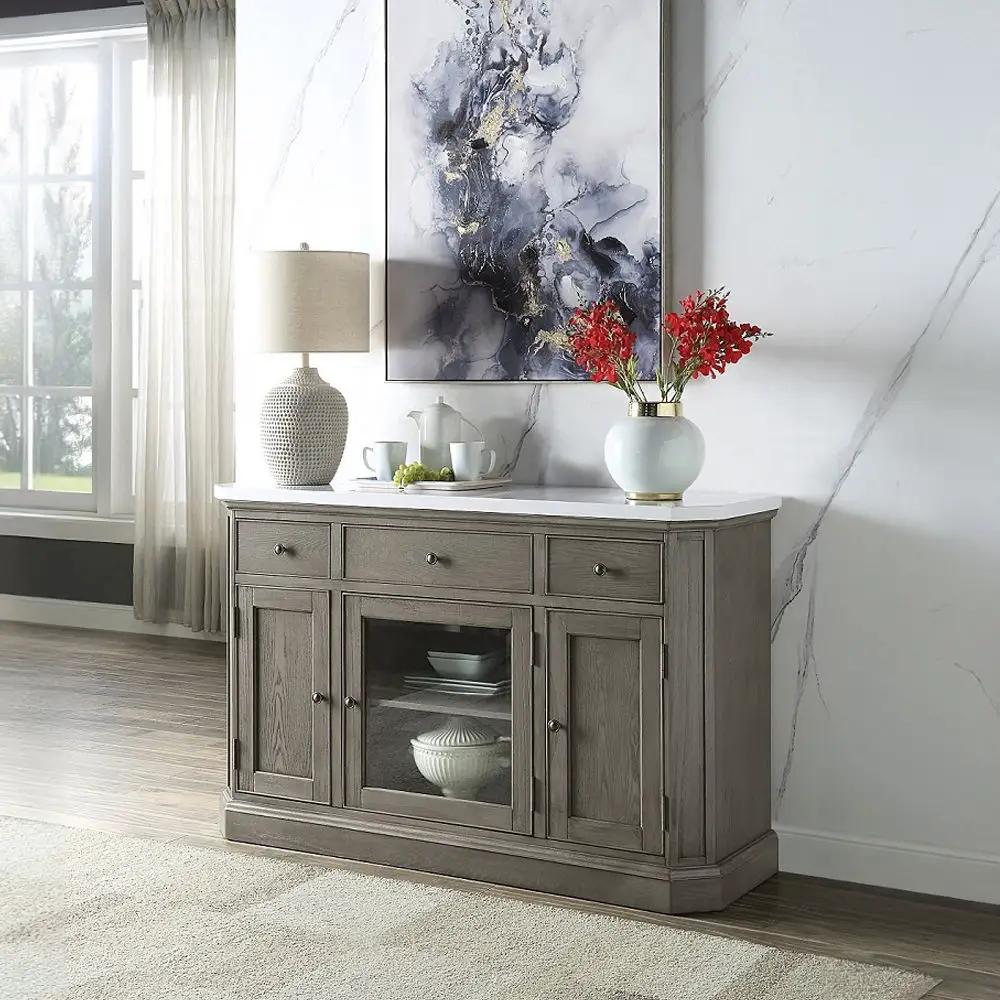 Zumala - Server - Marble Top & Weathered Oak by Unique Piece Furniture