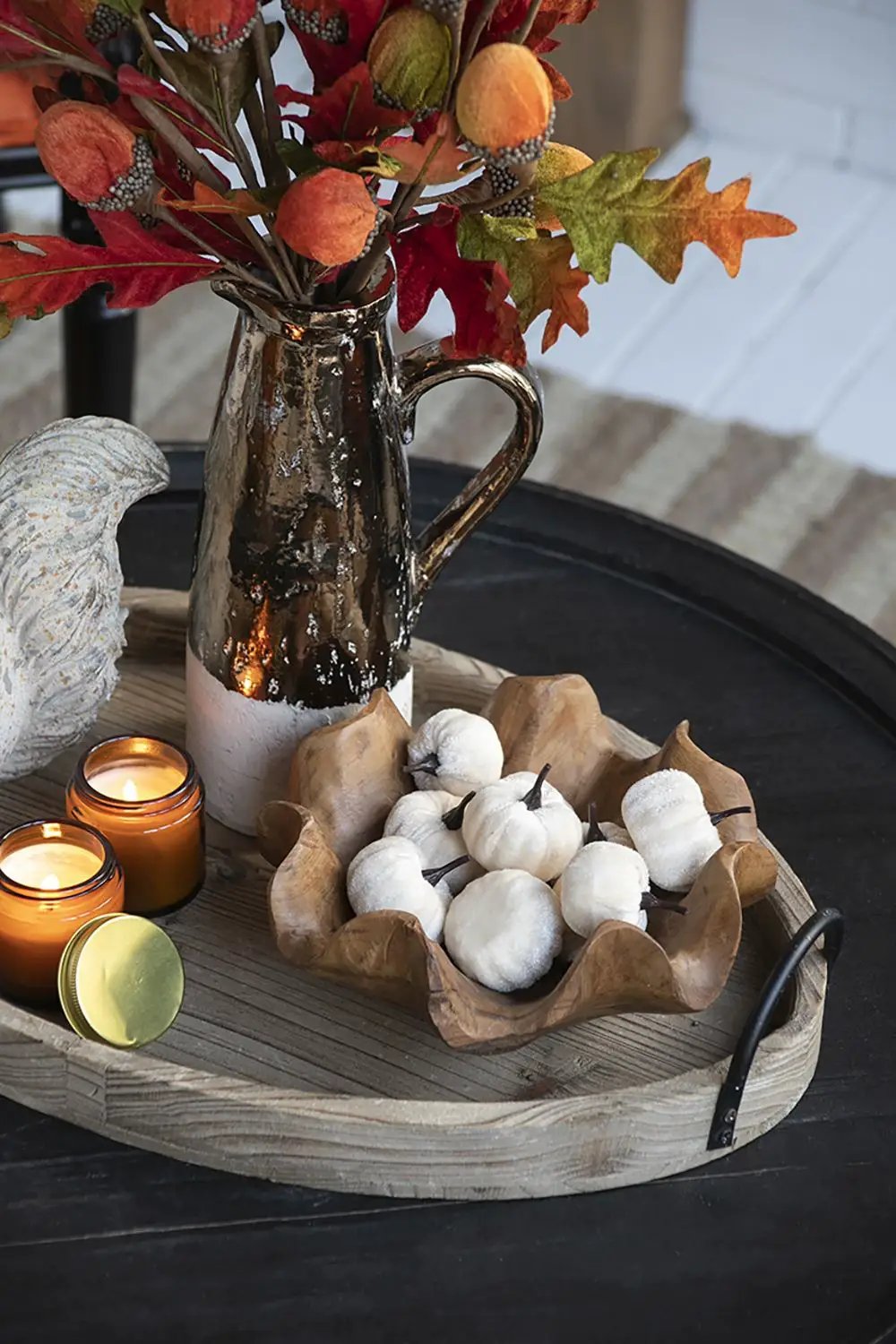 Velvety Pumpkin In Mesh Bag, Bag / 12, For Holiday Harvest Festival Fall Festival & Thanksgiving (Set of 4) - White by Unique Piece Furniture