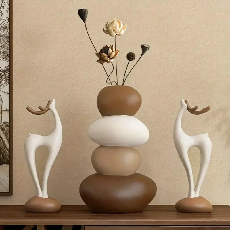 Deer Figurine - Good Luck Ceramic White by House Of Avana