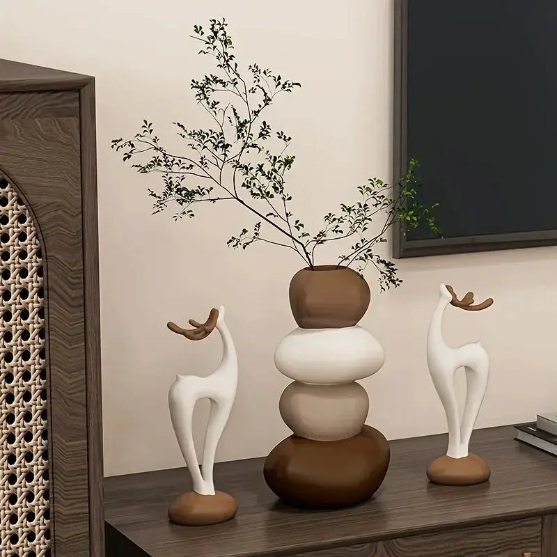 Deer Figurine - Good Luck Ceramic White by House Of Avana