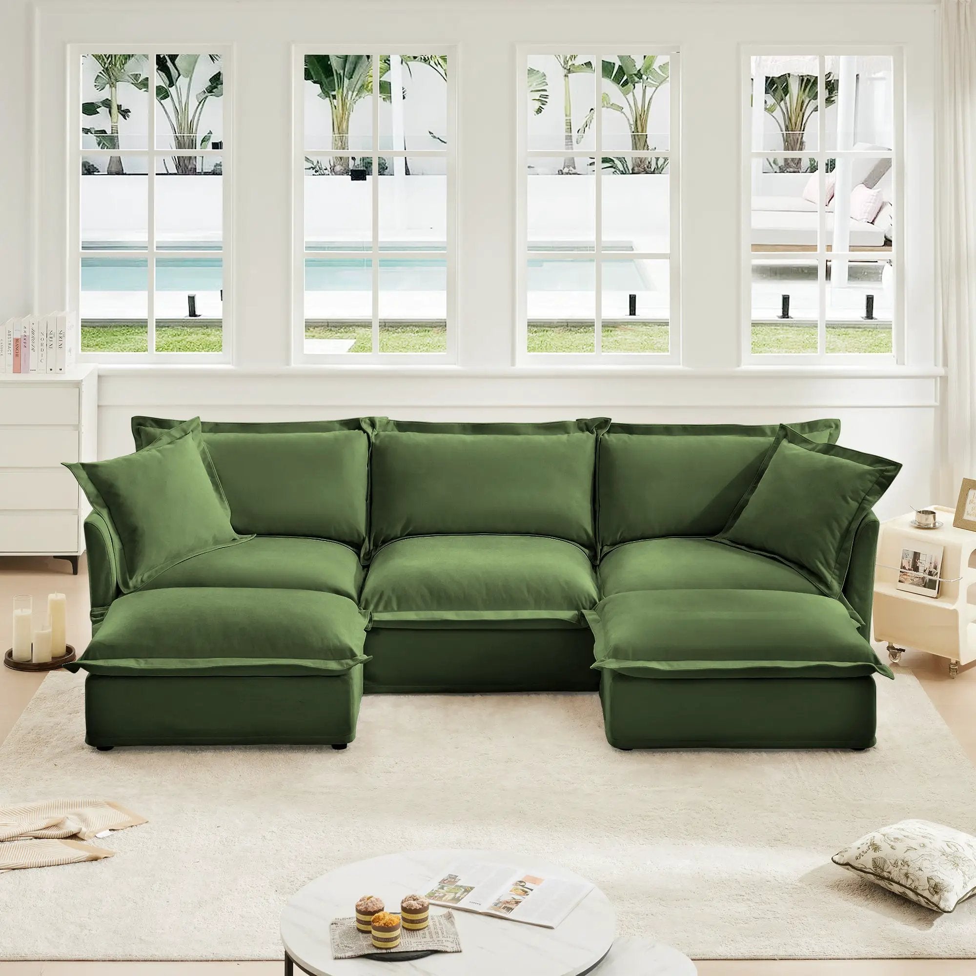 Slipcovered U Shape Sectional Deep Seat Sofa by HouseOfZazla
