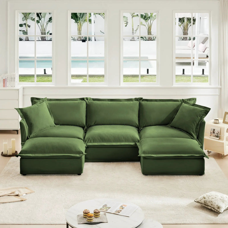 Slipcovered U Shape Sectional Deep Seat Sofa by HouseOfZazla