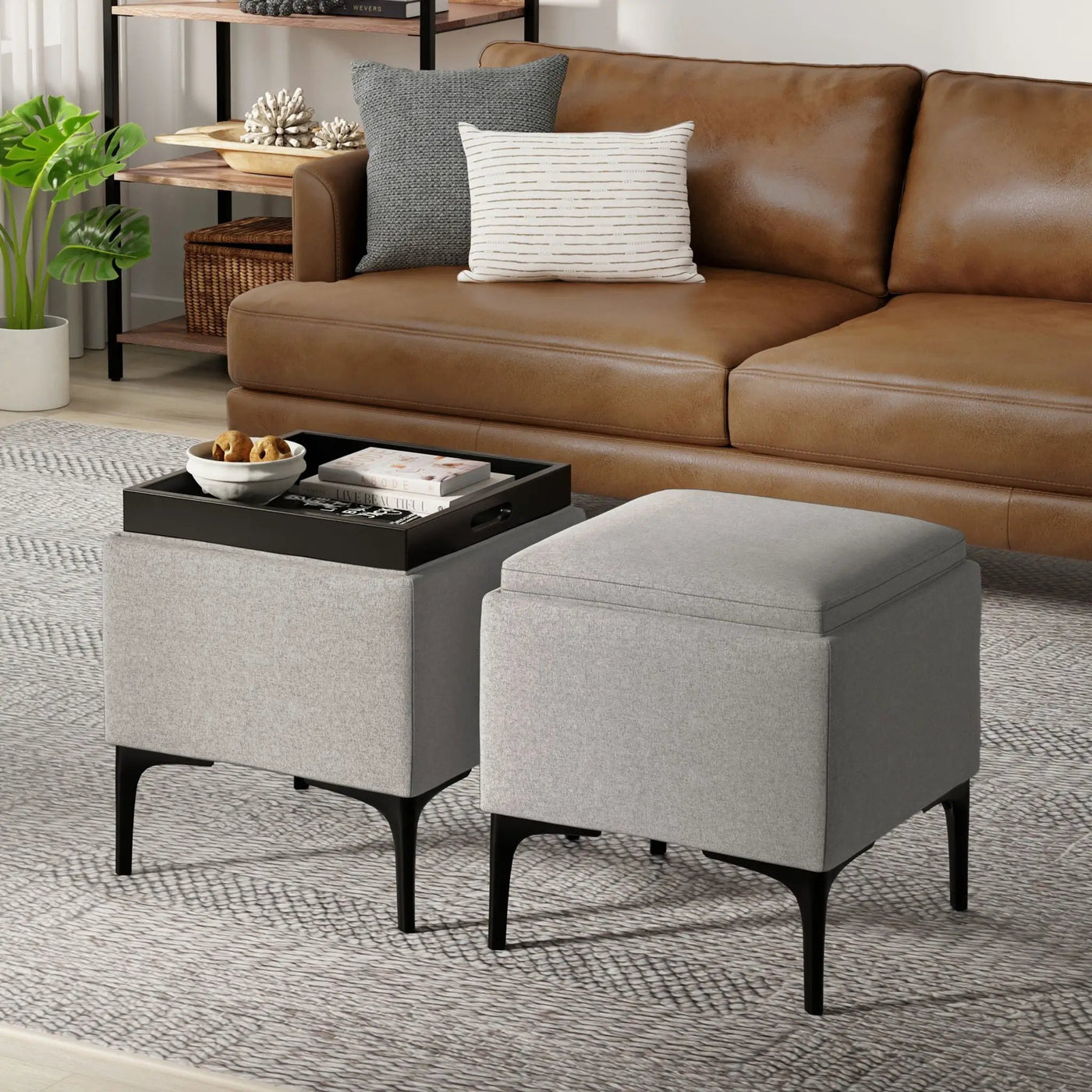 Natasha - Multifunctional Storage Ottoman With Tray by Unique Piece Furniture