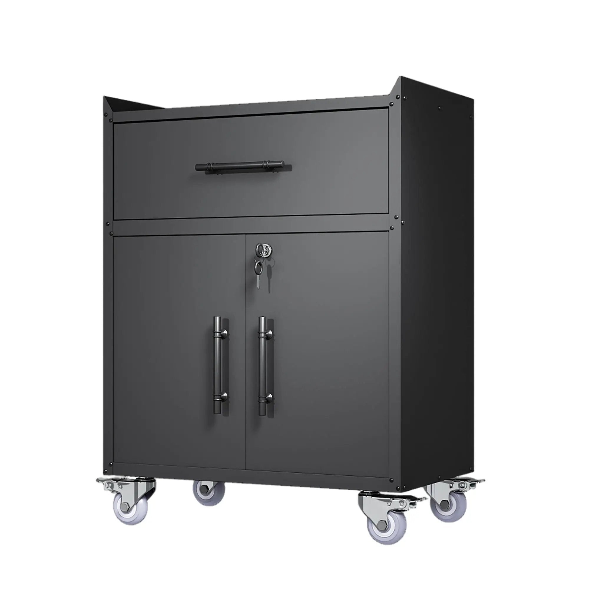 Rolling Metal Tool Storage Cabinet, Lockable Garage Storage Cabinet, Locking Metal Storage Cabinet With Wheels, Rolling Tool Chest, Assembly Required - Black by HouseOfZazla
