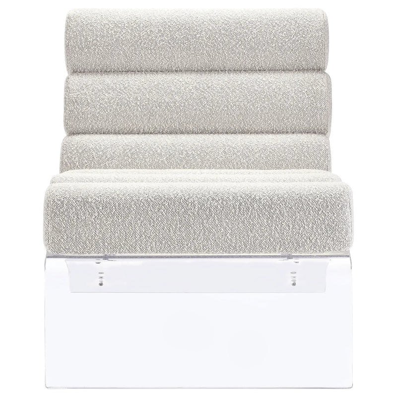 Serreta Boucle Upholstered Armless Acrylic Chair Ivory by Unique Piece Furniture