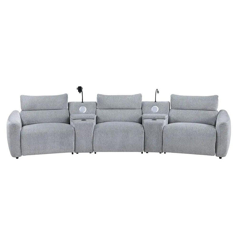 Fullar - Modular Power Motion Armless Recliner - Light Gary Chenille by Unique Piece Furniture