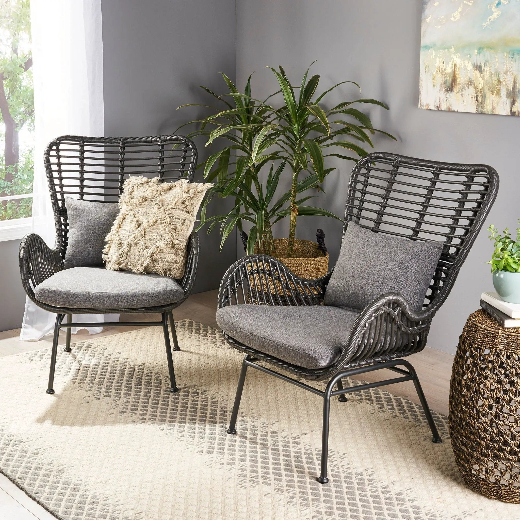 Modern Aesthetic Outdoor Rattan Accent Chair With Metal Legs by HouseOfZazla