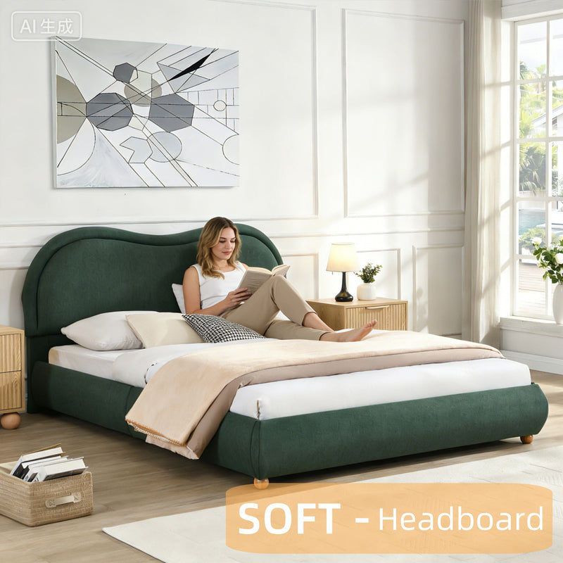 Upholstered Platform Bed Frame With Curved Headboard by HouseOfZazla