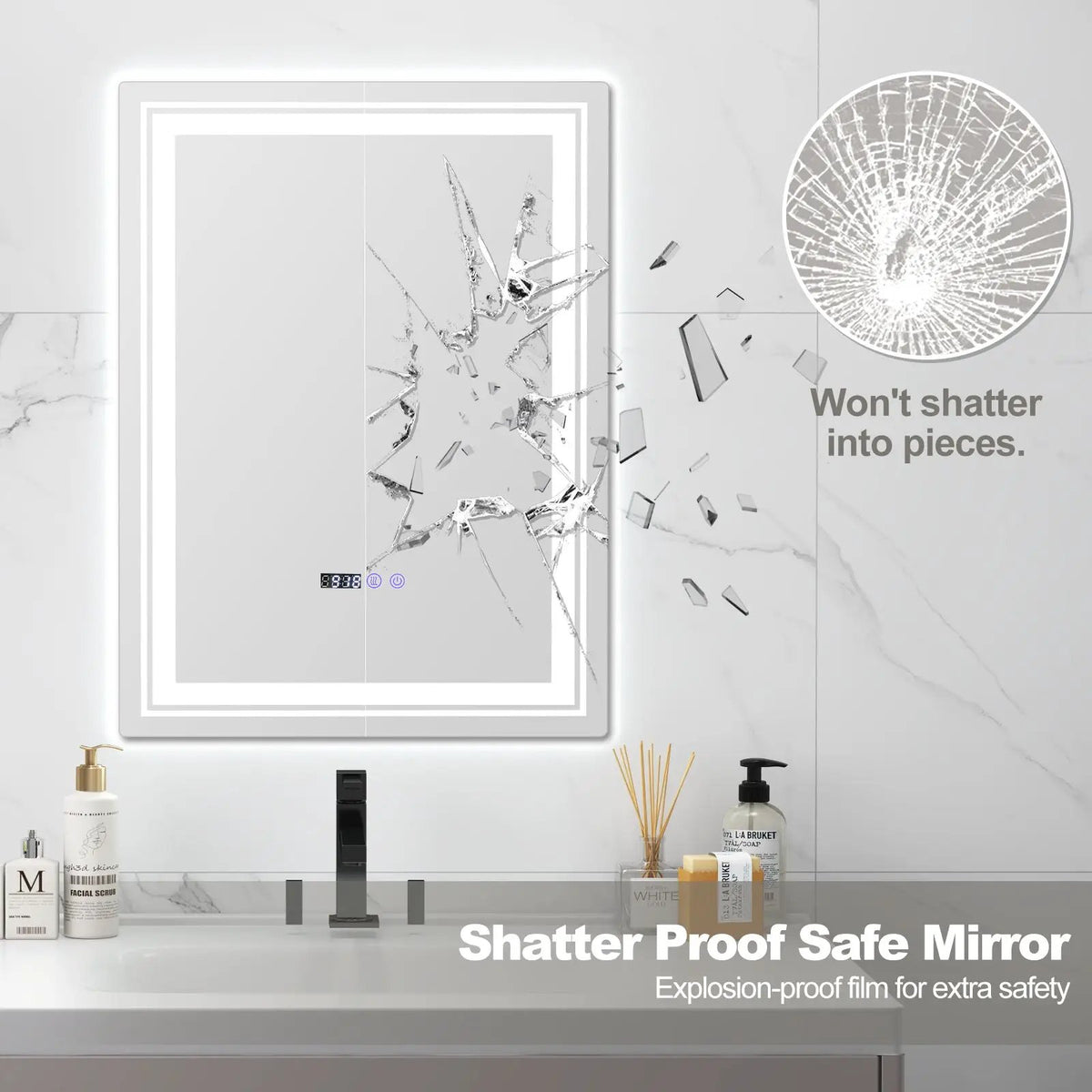 Defogging LED Bathroom Mirror with Memory Function and Anti-Fog, photo 3 of 24