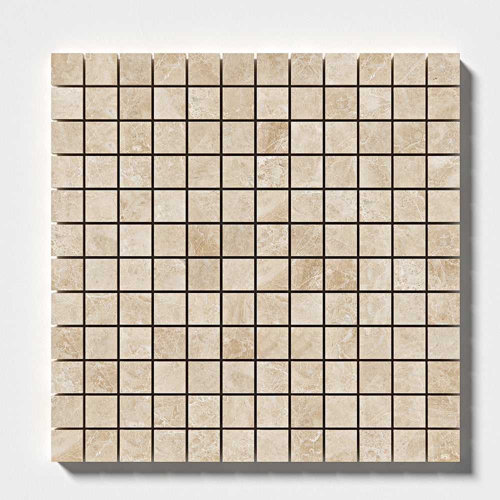 Delicate Beige Polished 1x1 Marble Mosaics 12x12 Marble Polished 12x12 Mosaics