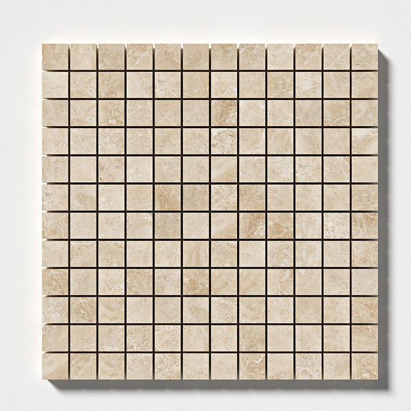 Delicate Beige Polished 1x1 Marble Mosaics 12x12
