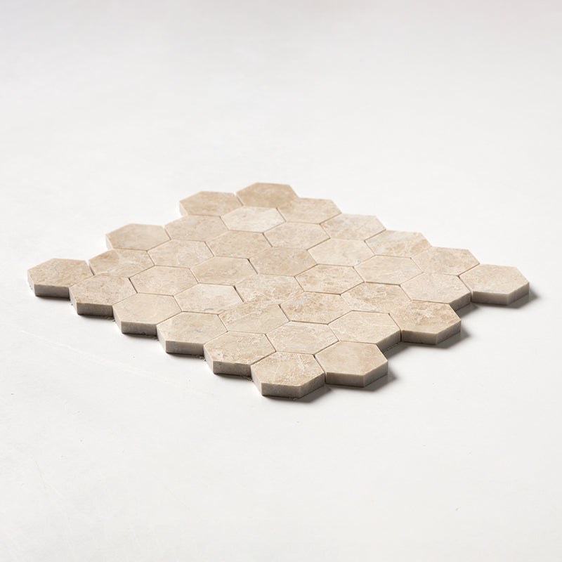 Delicate Beige Polished Hexagon Marble Mosaics 10 3/8x12 Marble Polished 12x12 Mosaics — 2