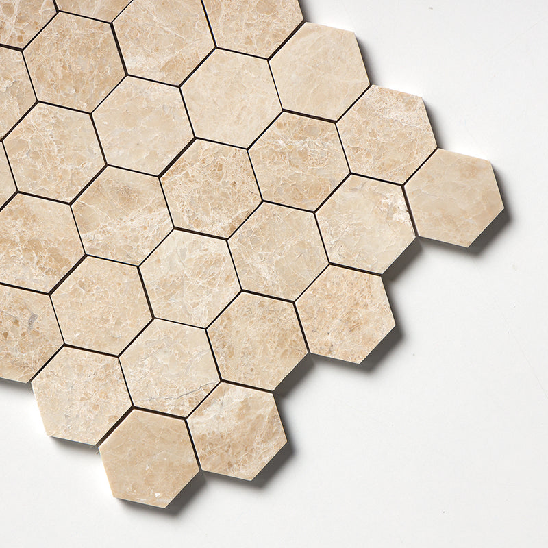 Delicate Beige Polished Hexagon Marble Mosaics 10 3/8x12 Marble Polished 12x12 Mosaics — 3