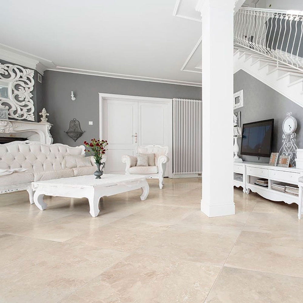 Delicate Beige Polished Marble Tiles 18x18 Marble Polished 18x18 Tiles — 2