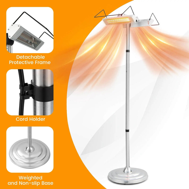 1500W Standing Electric Heater with Double-sided Heating by DirectDeals