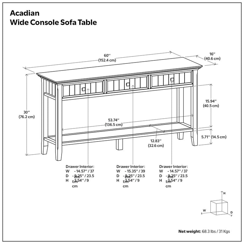 Acadian - Wide Console Sofa Table - Brunette Brown by Unique Piece Furniture