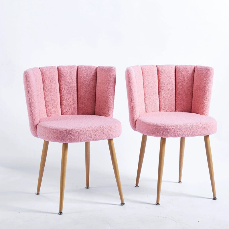 Modern Dining Chair (Set of 2) With Iron Tube Wood Color Legs, Shorthair Cushions And Comfortable Backrest, Suitable For Dining Room, Living Room, Cafe, Simple Structure by Unique Piece Furniture