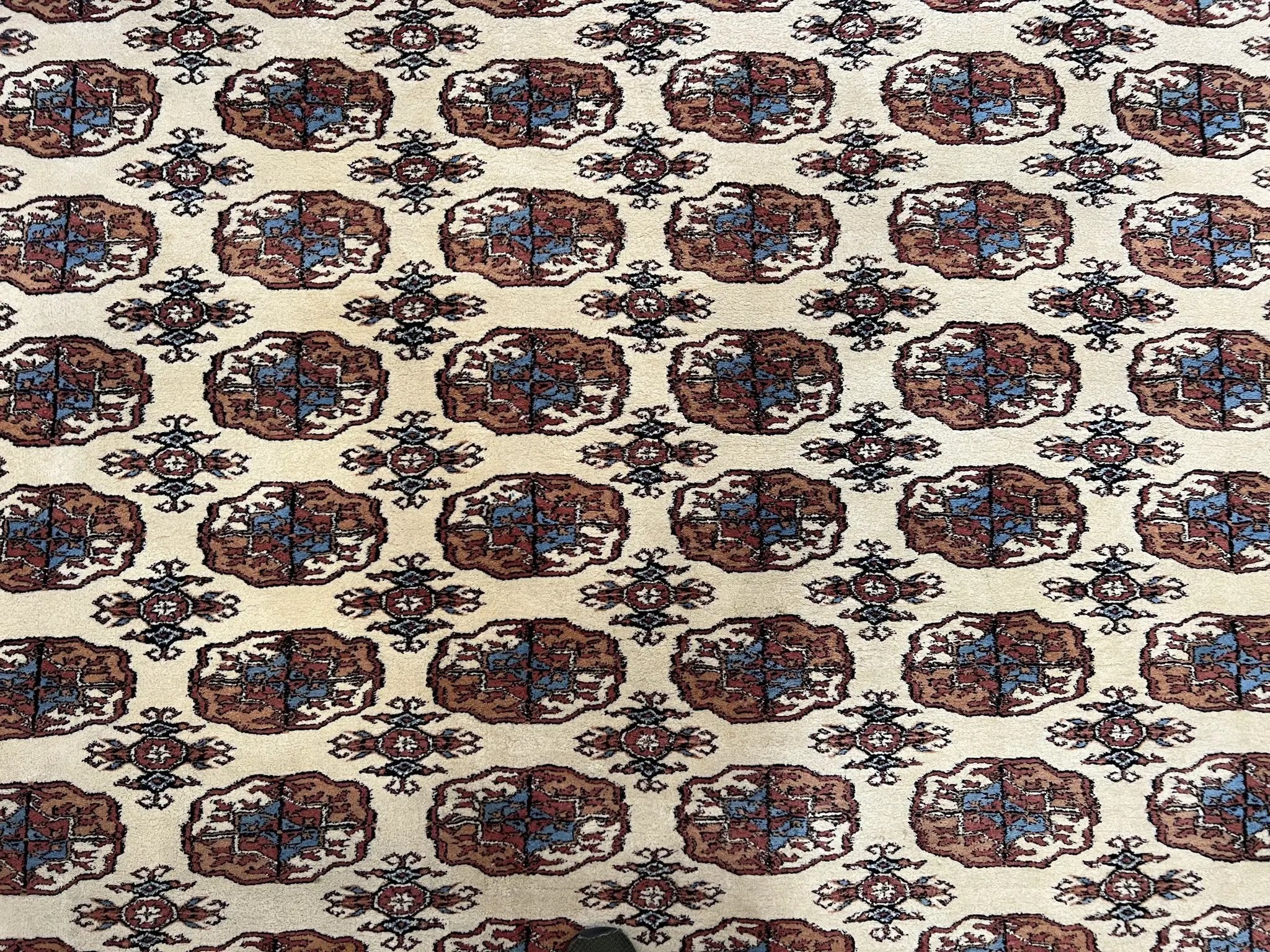 Pakistani Bokhara Rug 8x10, Wool Turkoman Carpet, Ivory/Cream by Jewel Rugs