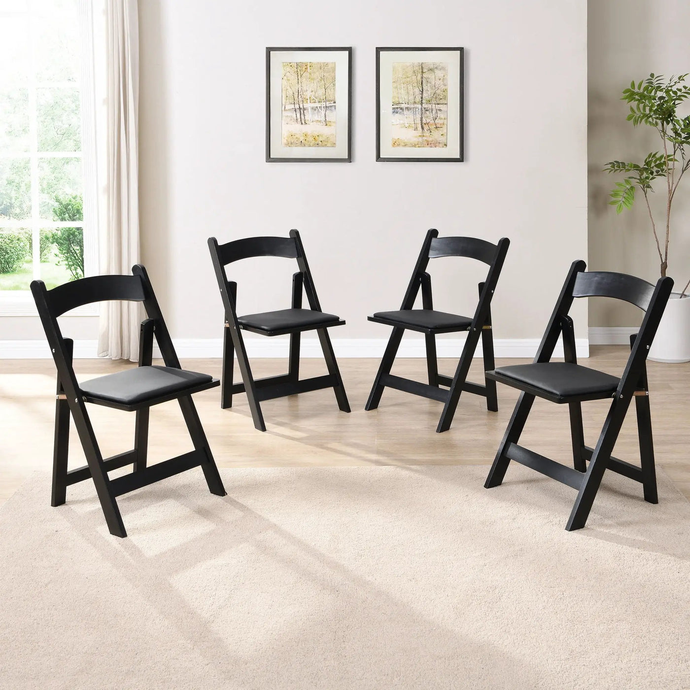 Solid Wood Upholstered Folding Chair Set, Dining Room (Set of 4) by Unique Piece Furniture
