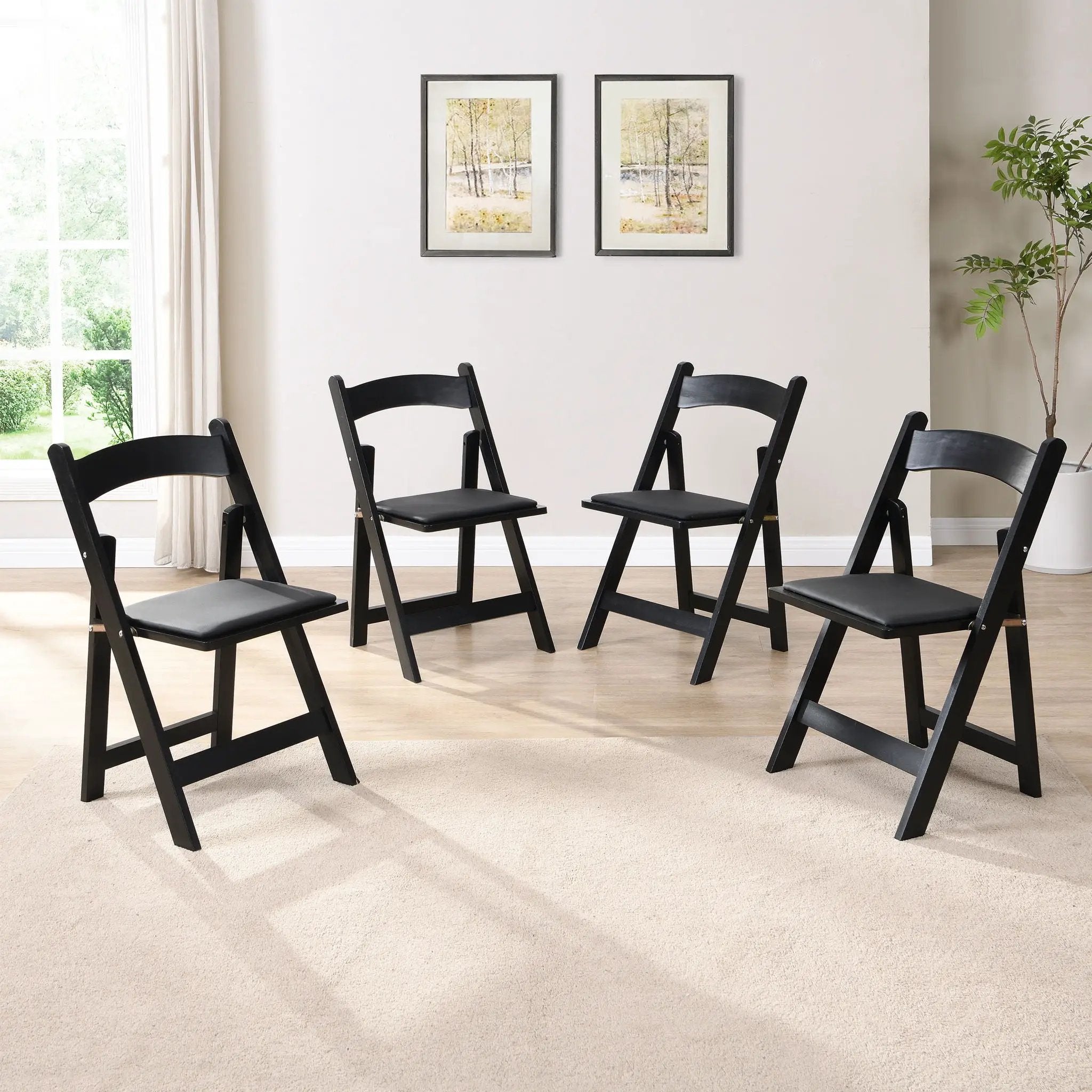 Solid Wood Upholstered Folding Chair Set, Dining Room (Set of 4) by Unique Piece Furniture