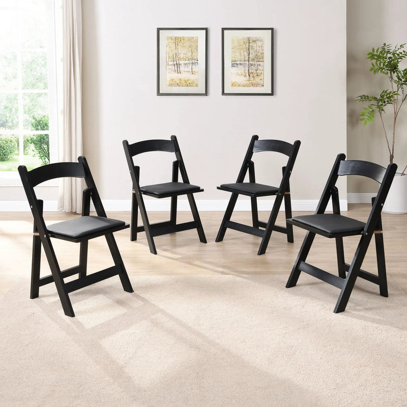 Solid Wood Upholstered Folding Chair Set, Dining Room (Set of 4) by HouseOfZazla