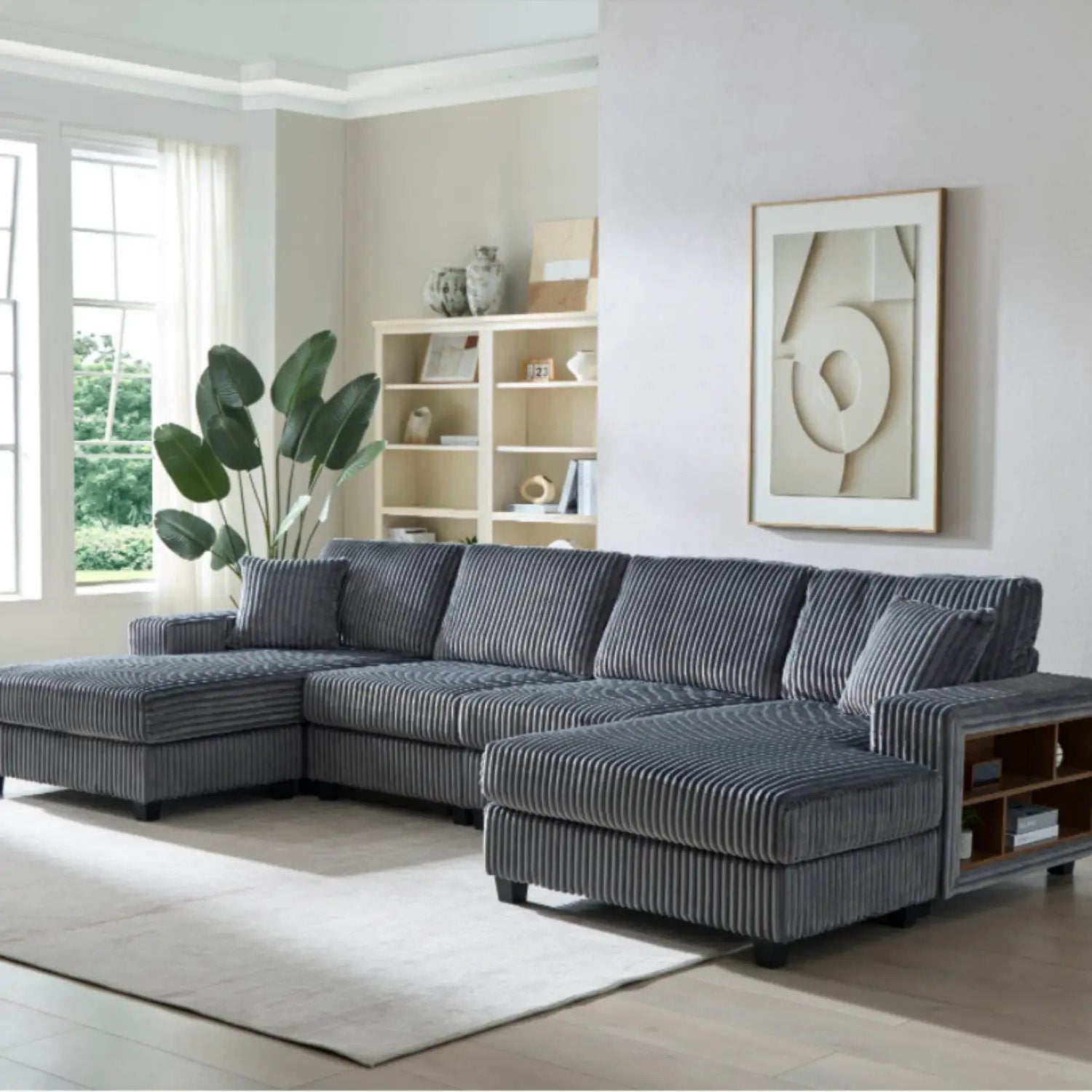 U-Shaped Convertible Sofa, 4 Seater Large Living Room Lounge by Unique Piece Furniture