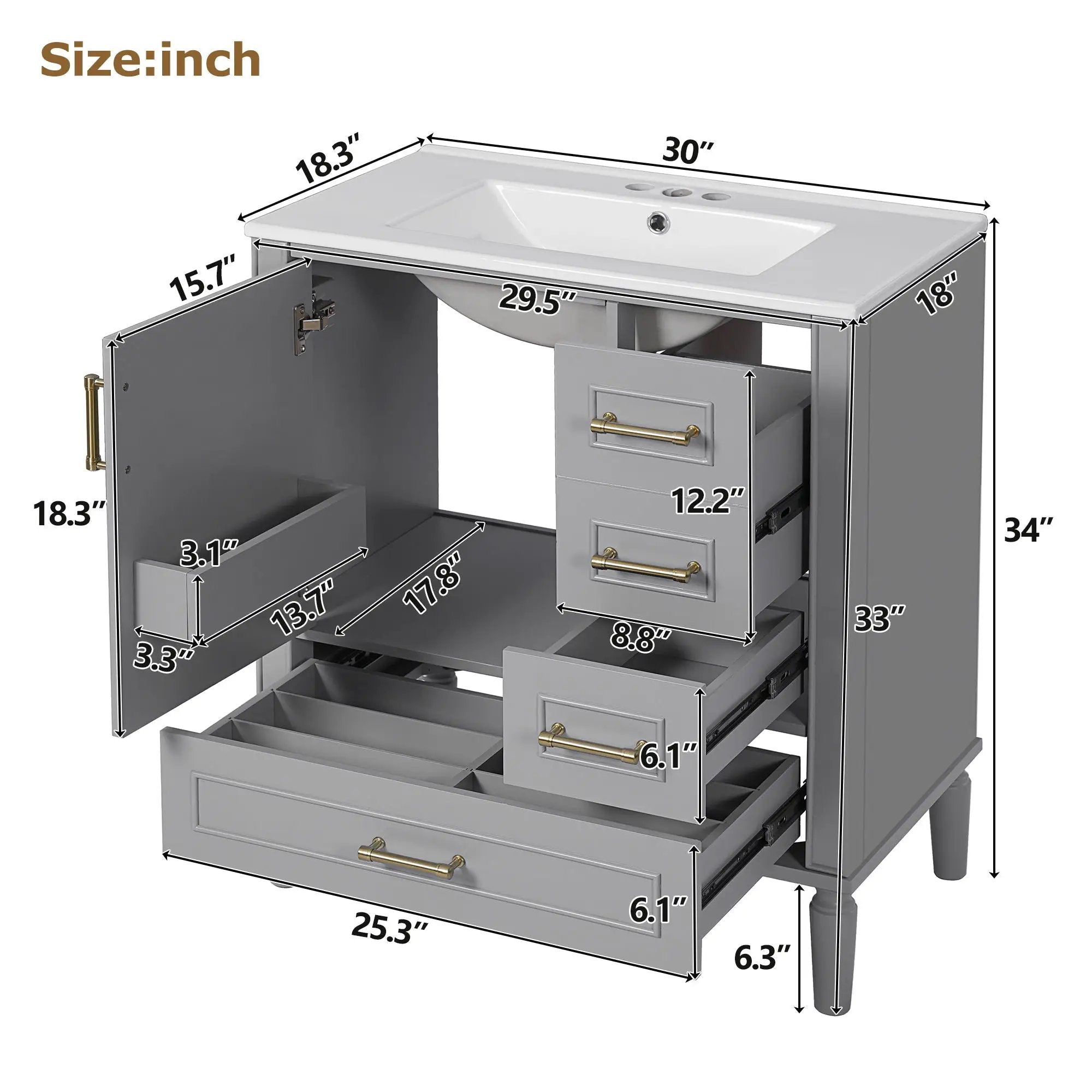 Traditional Bathroom Vanity Set With Soft Close Doors by Unique Piece Furniture