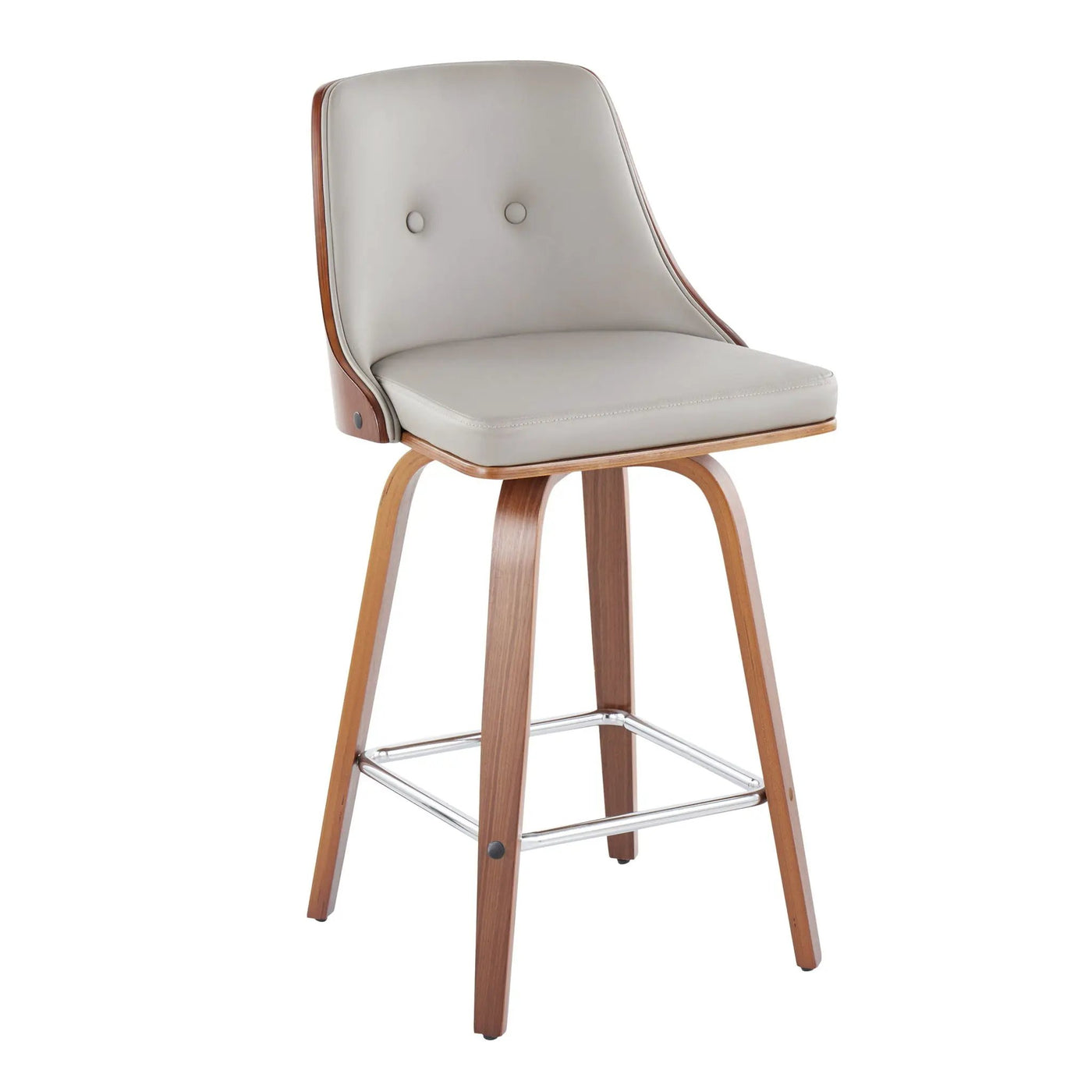 Gianna - Mid Century Modern Fixed Height Counter Stool With Swivel With Square Footrest (Set of 2) by HouseOfZazla