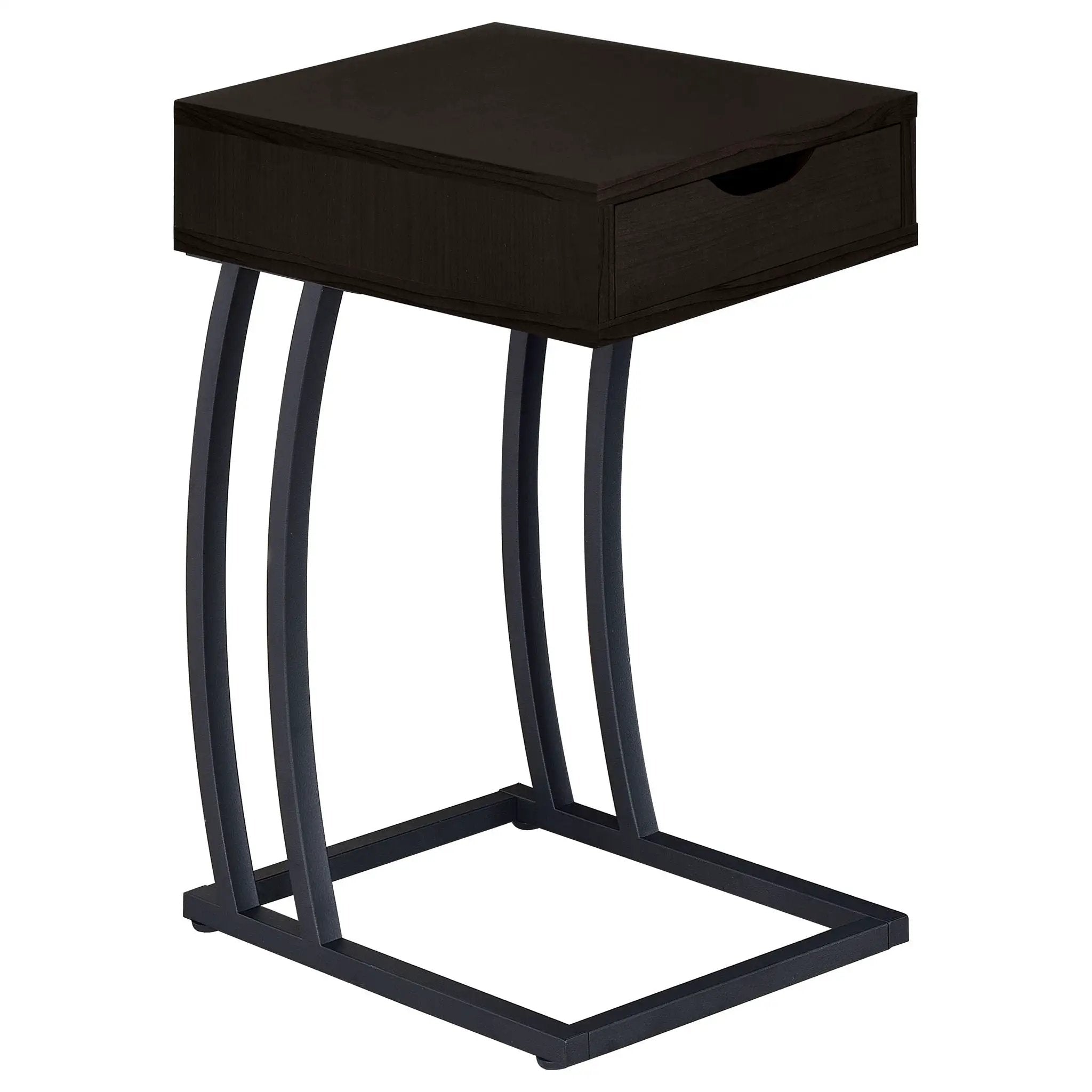 Troy 1-drawer C-Shaped Side Table Power Outlet Cappuccino by Unique Piece Furniture