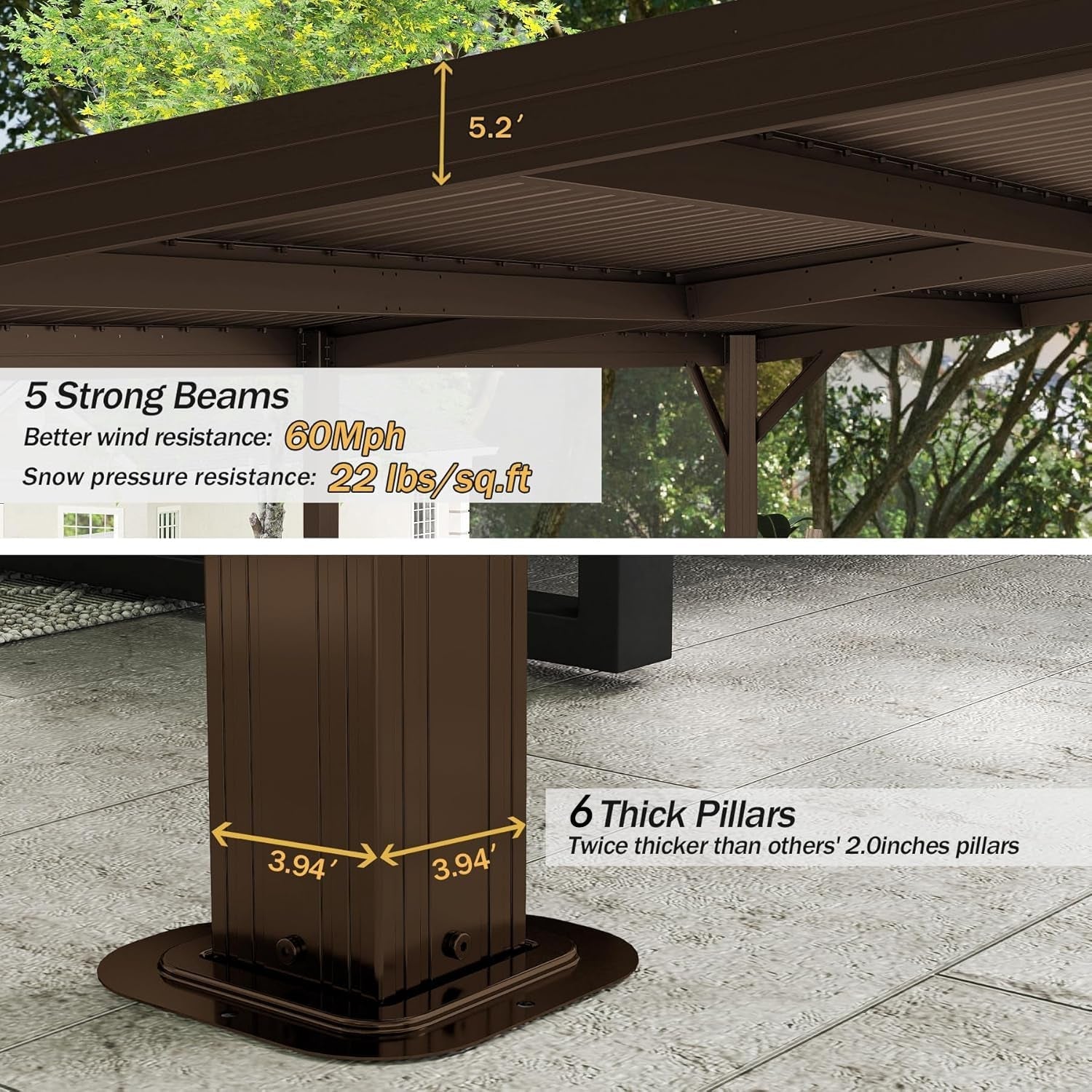 10'x16' Hardtop Lean-To Gazebo with Gutters by HouseOfZazla