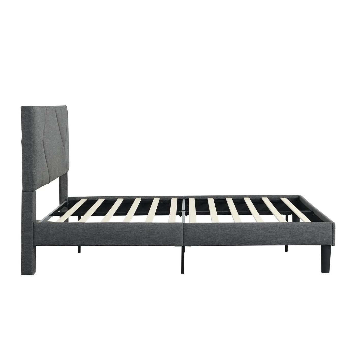 Upholstered Platform Bed Frame With Headboard, Wood Slat Support by Unique Piece Furniture