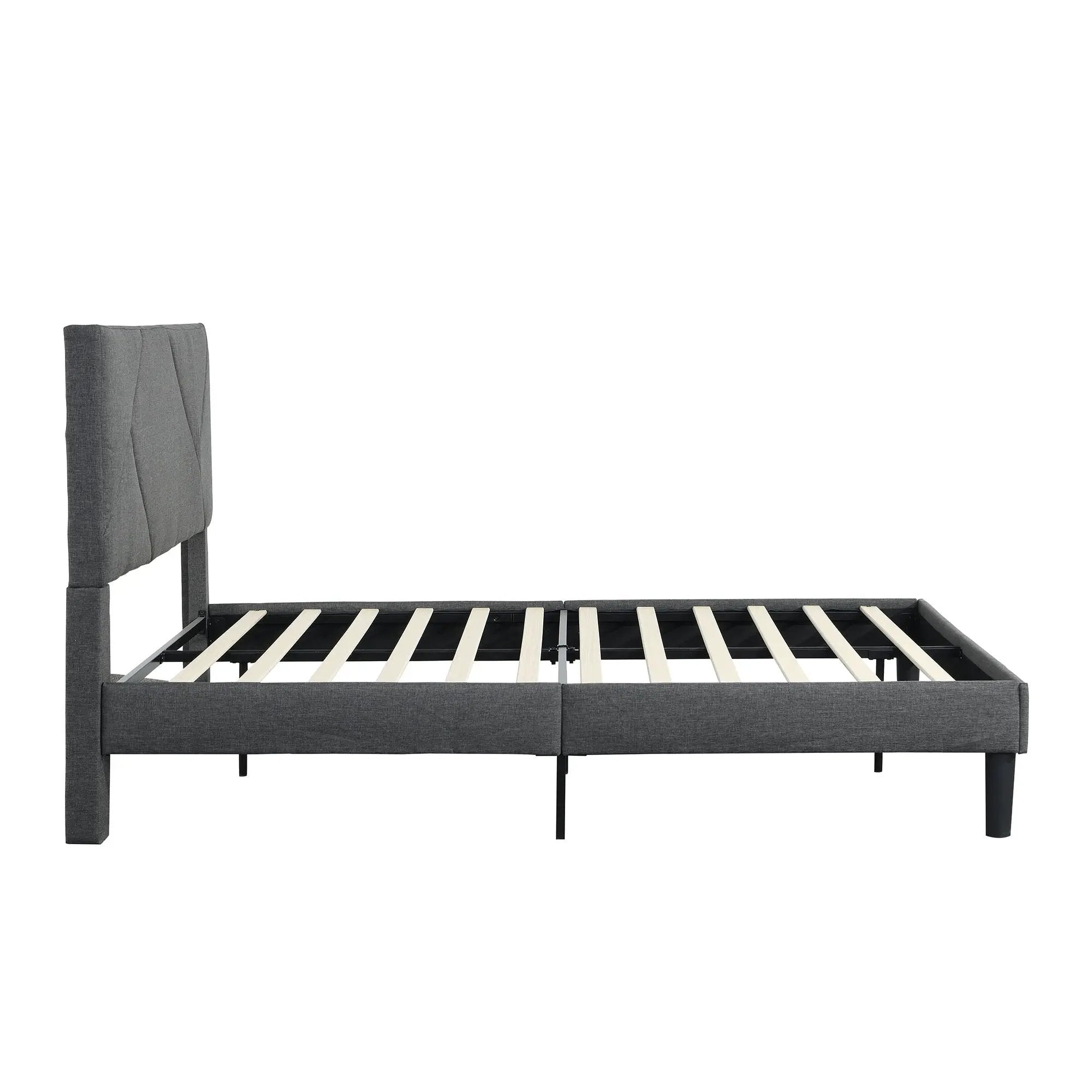 Upholstered Platform Bed Frame With Headboard, Wood Slat Support by Unique Piece Furniture