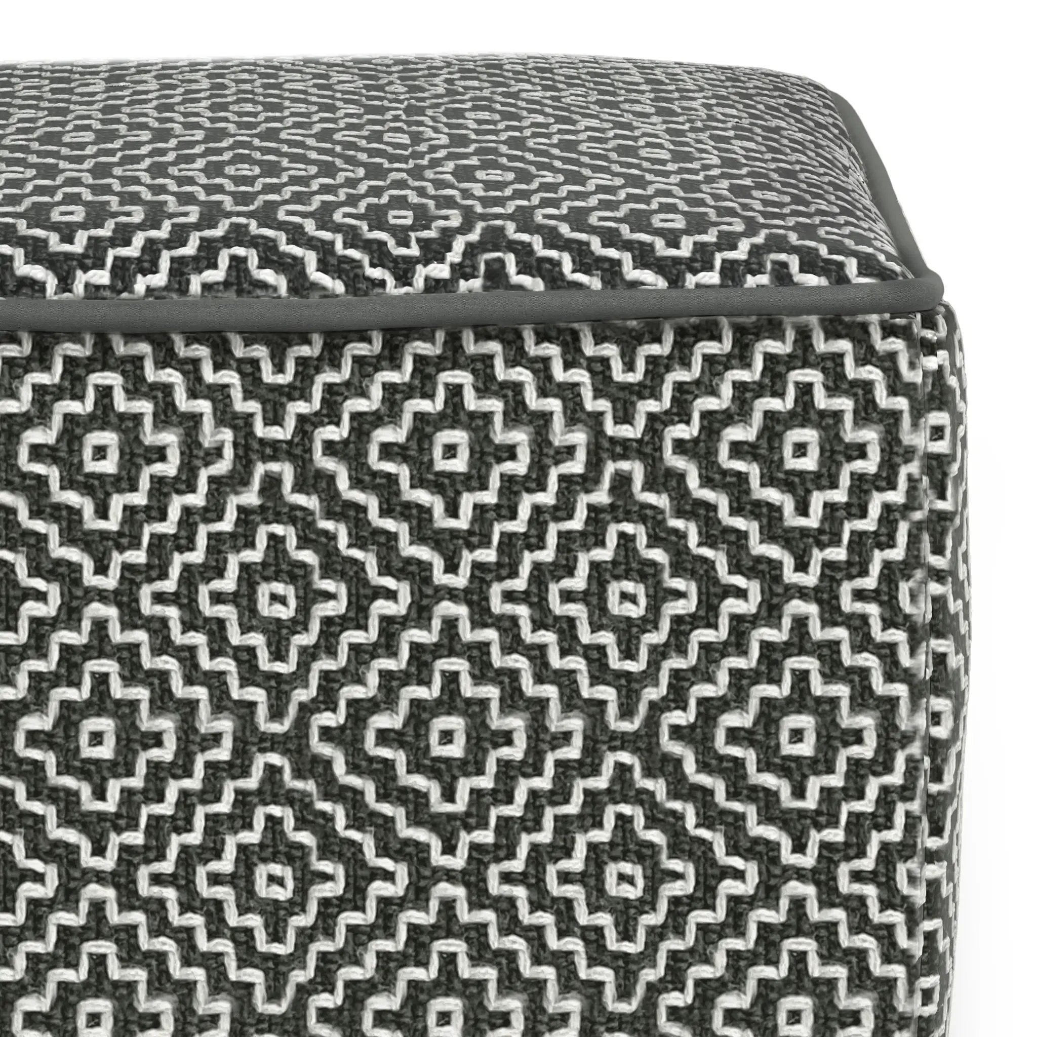 Briella - Square Woven Outdoor / Indoor Pouf - Gray / White by HouseOfZazla