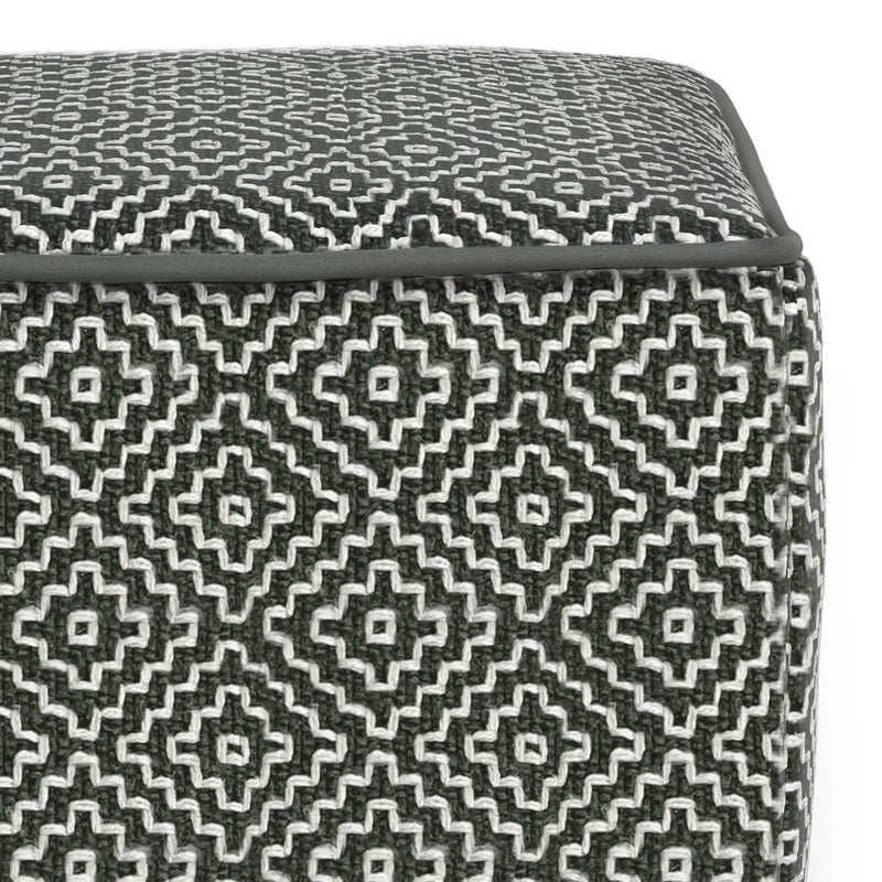 Briella - Square Woven Outdoor / Indoor Pouf - Gray / White by HouseOfZazla