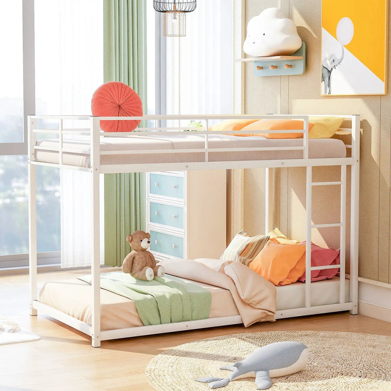 Metal Bunk Bed, Low Bunk Bed With Ladder by HouseOfZazla