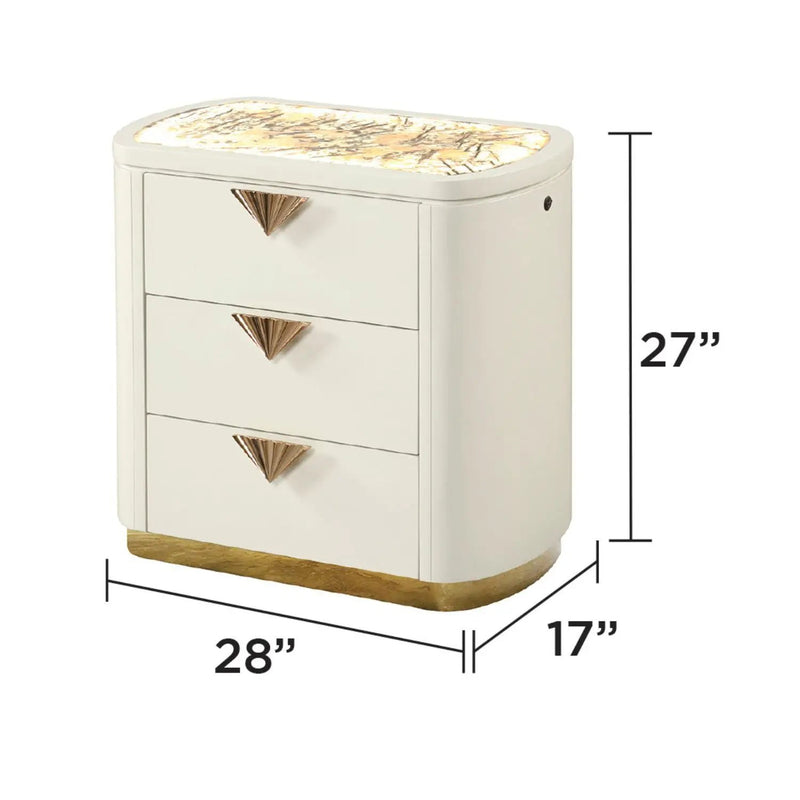 La Pierre - 3 Drawer Nightstand - Beige by HouseOfZazla