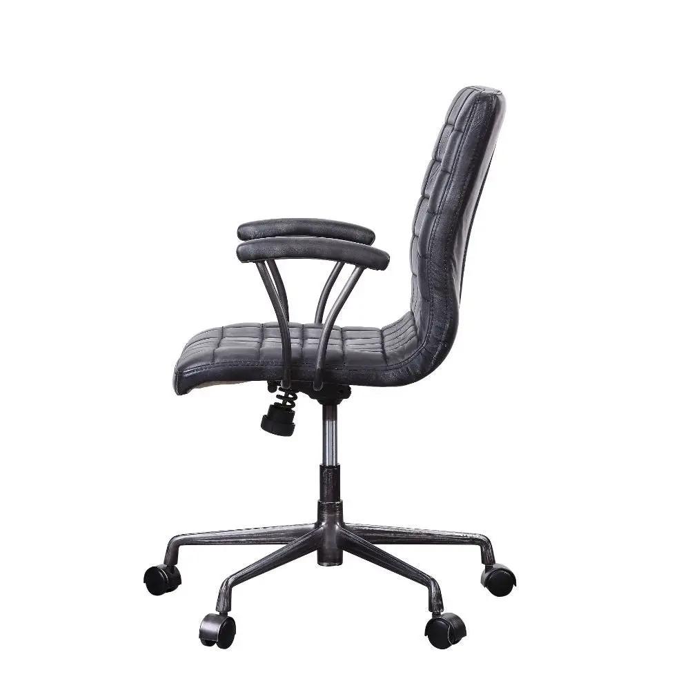 Barack - Office Chair - Vintage Black Top Grain Leather & Aluminum by Unique Piece Furniture