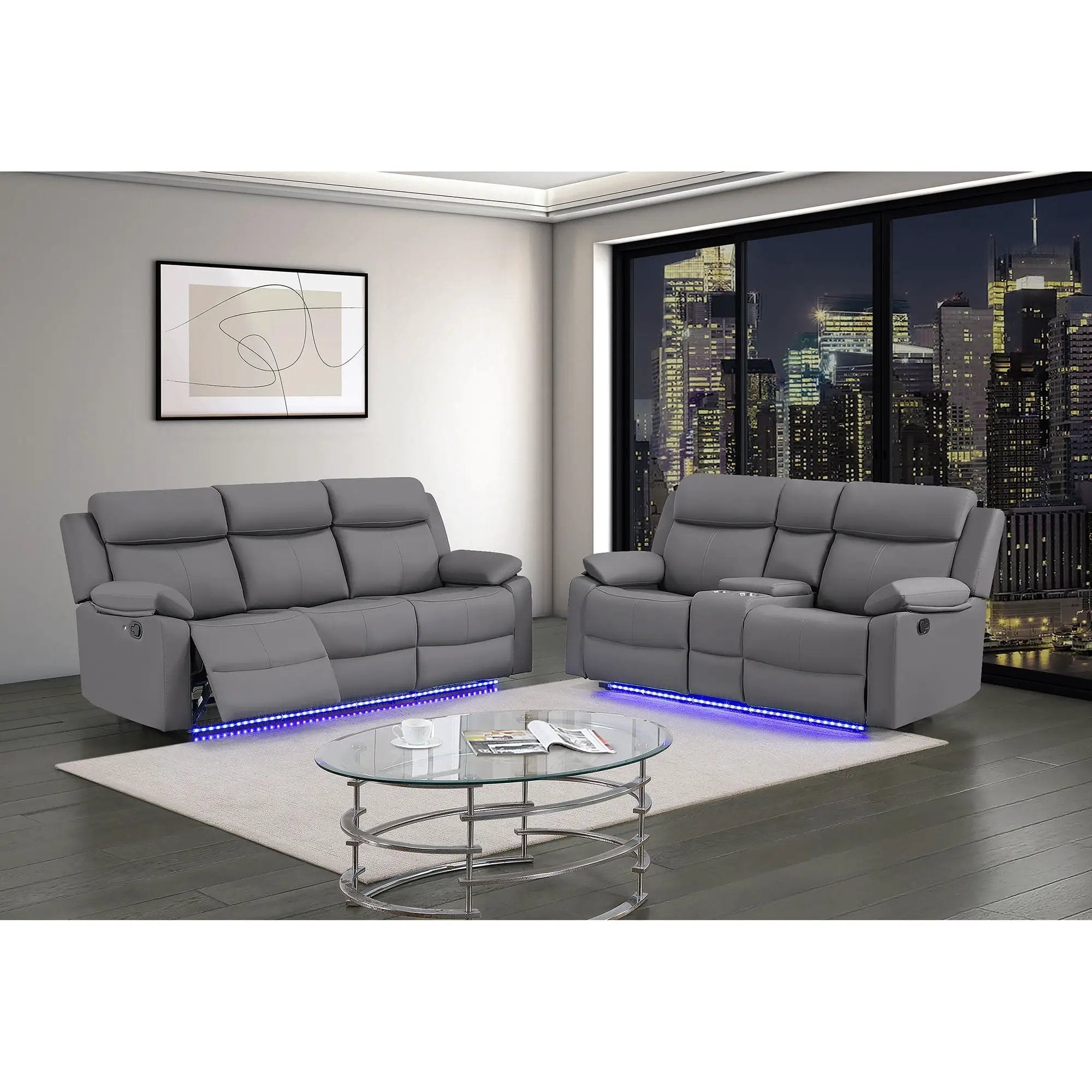 Blanche - Reclining Set With LED Lights, Speaker by Unique Piece Furniture