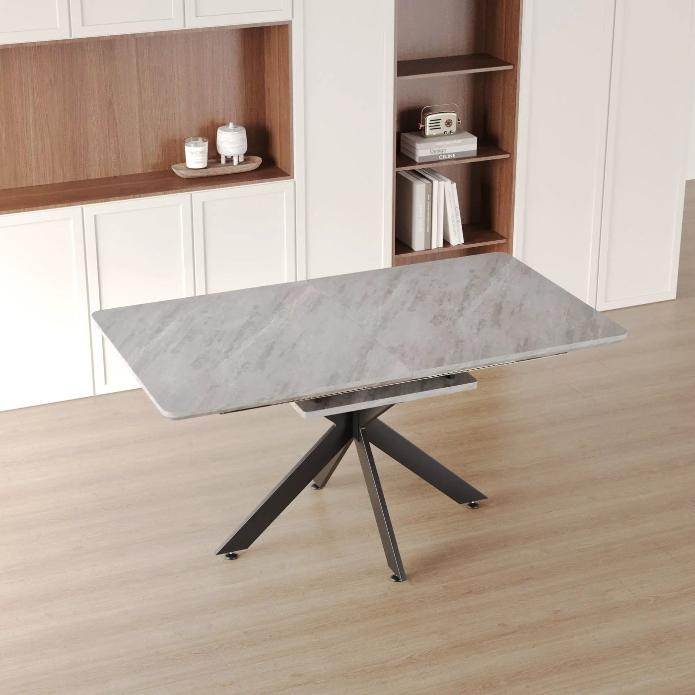 Modern Mid-Century Dining Table Set With Extendable Design by HouseOfZazla