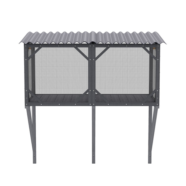 Premium Cat Window Box With Bug Proof Net For Large Indoor Cats Spruce Wood & Polyester - Antique Gray