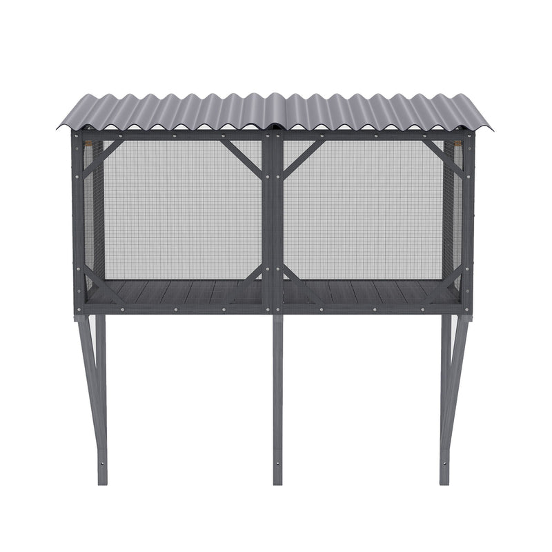 Premium Cat Window Box With Bug Proof Net For Large Indoor Cats Spruce Wood & Polyester - Antique Gray by HouseOfZazla