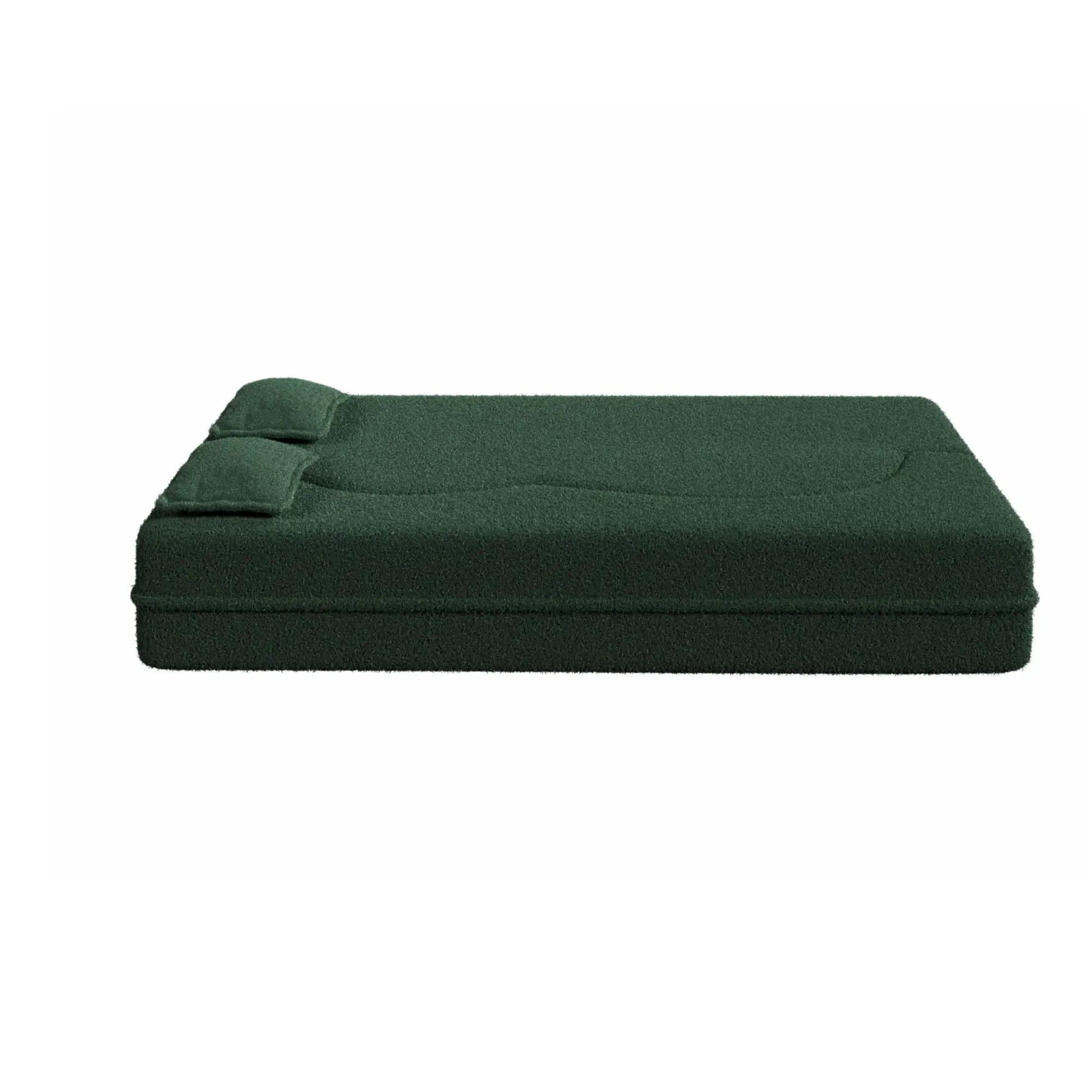 Modern Floor Sofa With Two Pillows Convertible Teddy Fabric Foam Filled Bed by HouseOfZazla