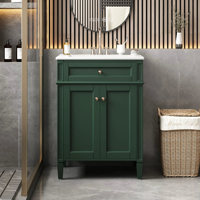 Bathroom Vanity With 2 Doors And Tip Out Drawer, Soft Closing Hinges by HouseOfZazla