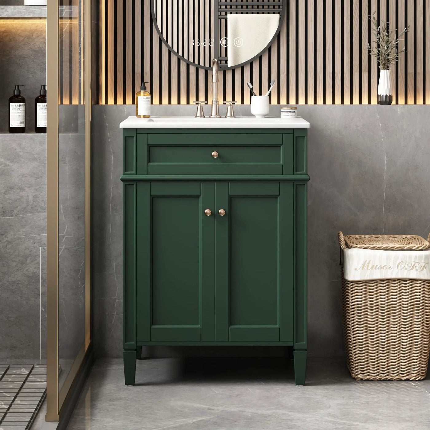 Bathroom Vanity With 2 Doors And Tip Out Drawer, Soft Closing Hinges by Unique Piece Furniture